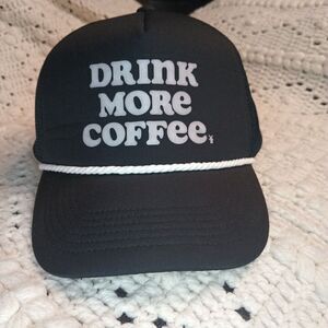 Dutch Bros Drink More Coffee Snapback Hat Cap NWOT Black Logo Tag Coffee Mom Rad